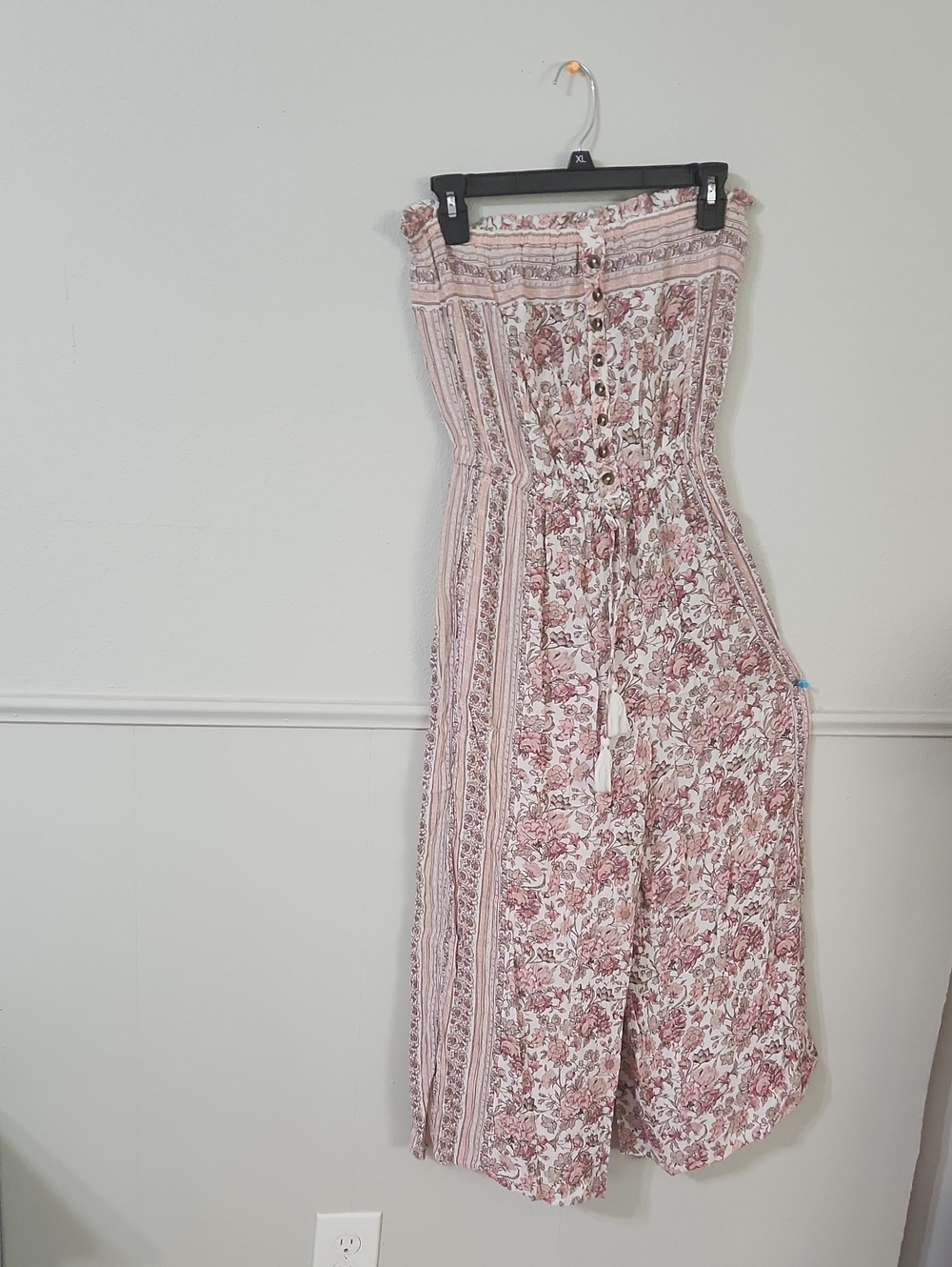 American Eagle Outfitters Strapless Floral Jumpsuit - Blush Pink